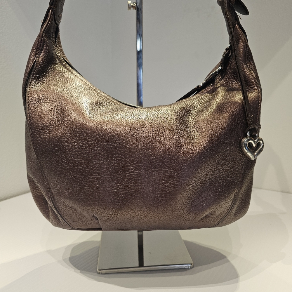 Brighton Nikki Masterpiece Bronze Leather Embellished Leather Hobo Shoulder Bag - Picture 3 of 16